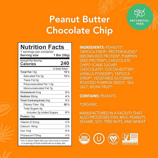 aloha plant based protein bar peanut butter chocolate chip